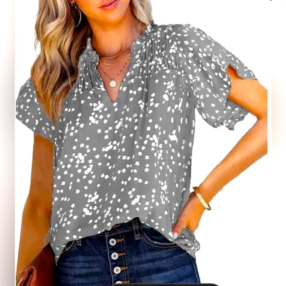 Dokotoo Womens Ladies Summer Tops V Neck Chiffon Med - Picture 1 of 7